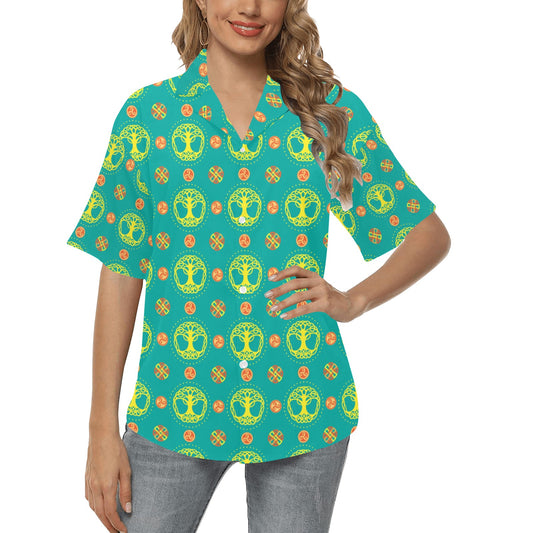 Celtic Tree of Life Print Pattern Women's Hawaiian Shirt
