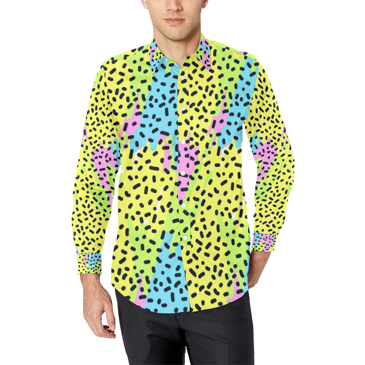 90s Pattern Print Design 2 Men's Long Sleeve Shirt