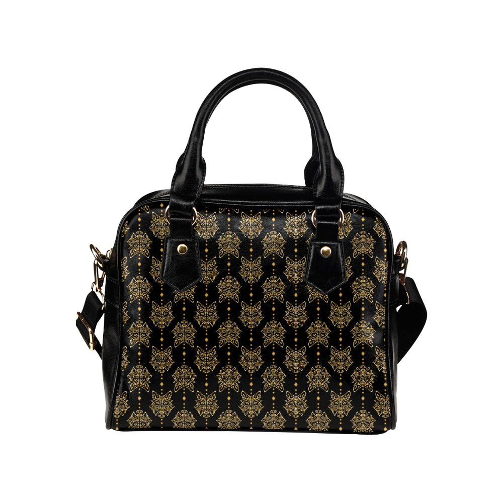 Aztec Wolf Pattern Print Design 04 Shoulder Handbag
