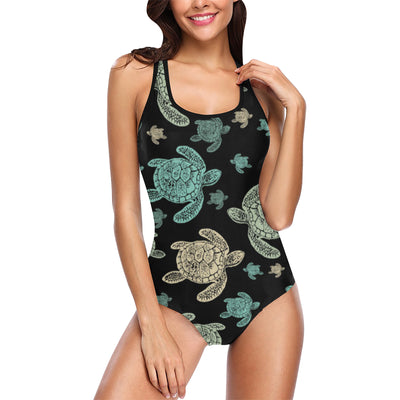 Sea Turtle Stamp Pattern Women Swimsuit