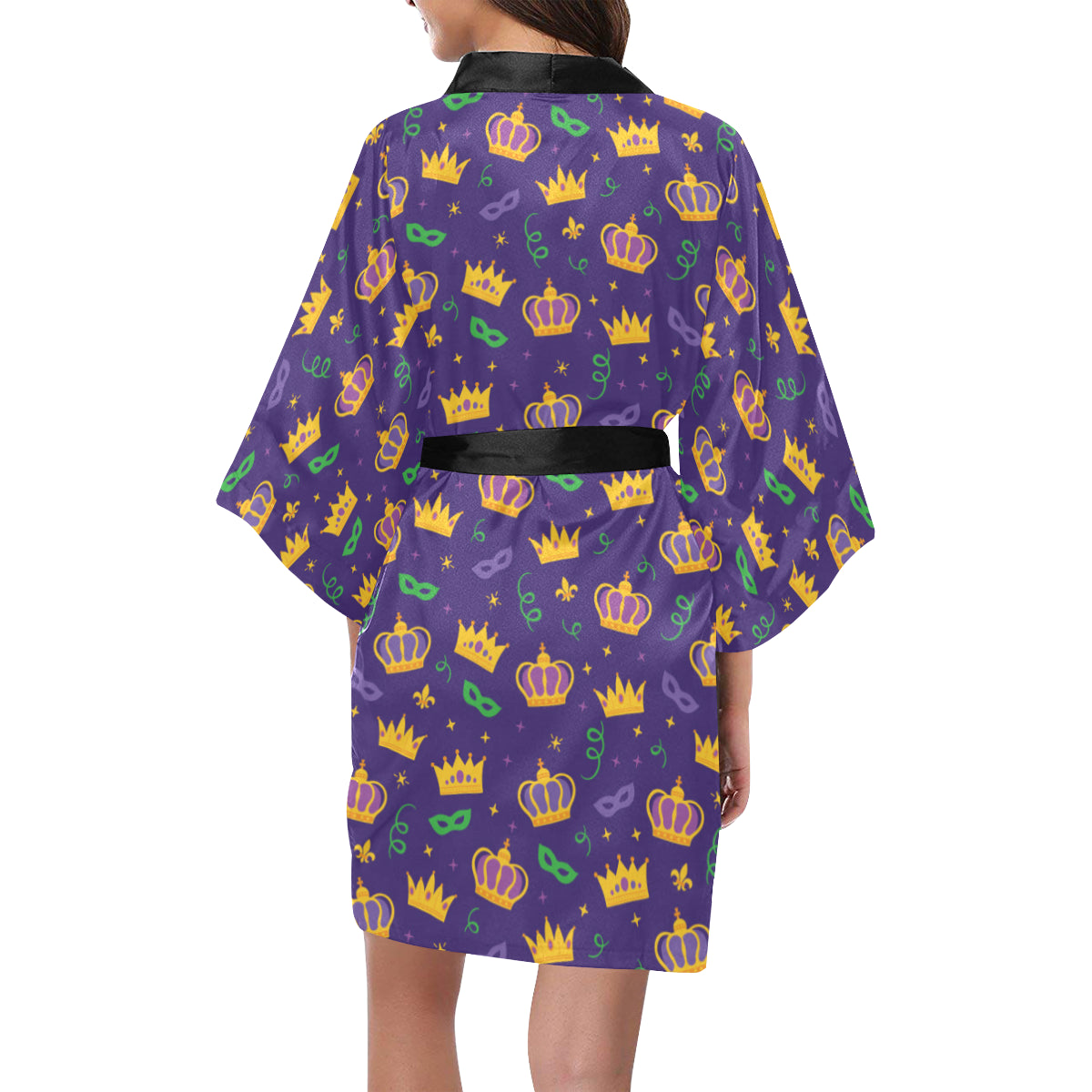 Mardi Gras Pattern Print Design 03 Women's Short Kimono