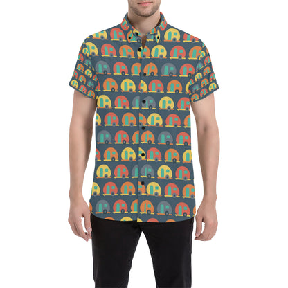 Camper Pattern Print Design 02 Men's Short Sleeve Button Up Shirt