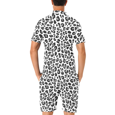 Snow Leopard Skin Print Men's Romper