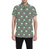 Alien Pattern Print Design 02 Men's Short Sleeve Button Up Shirt