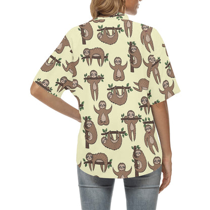 Sloth Print Design LKS3010 Women's Hawaiian Shirt