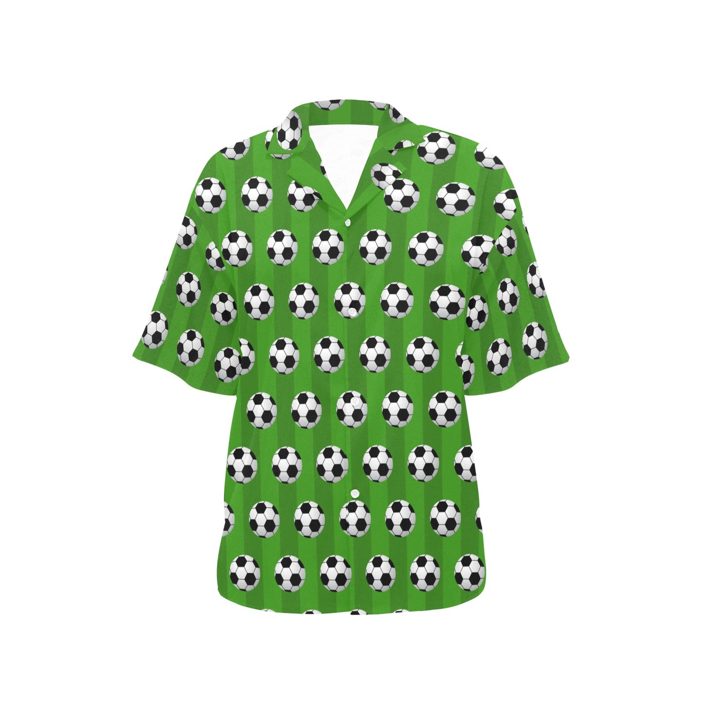 Soccer Ball Green Backgrpund Print Women's Hawaiian Shirt