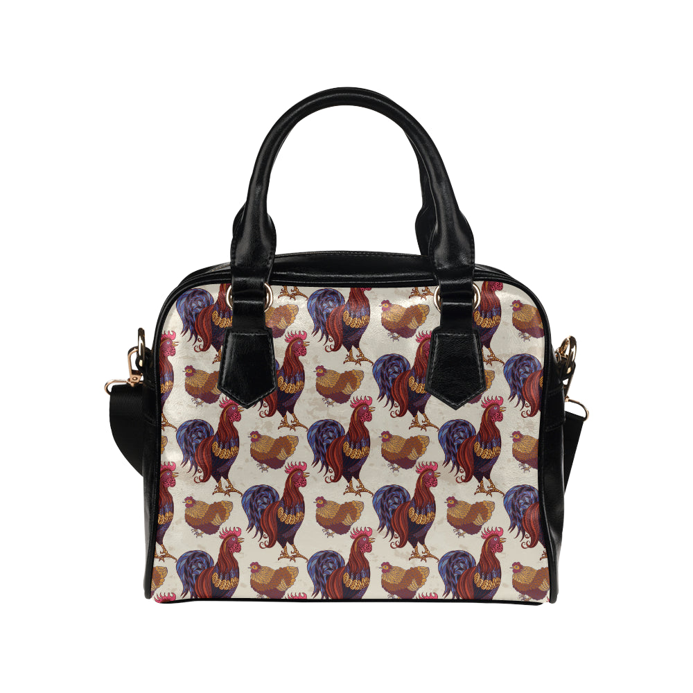 Rooster Pattern Print Design A03 Shoulder Handbag