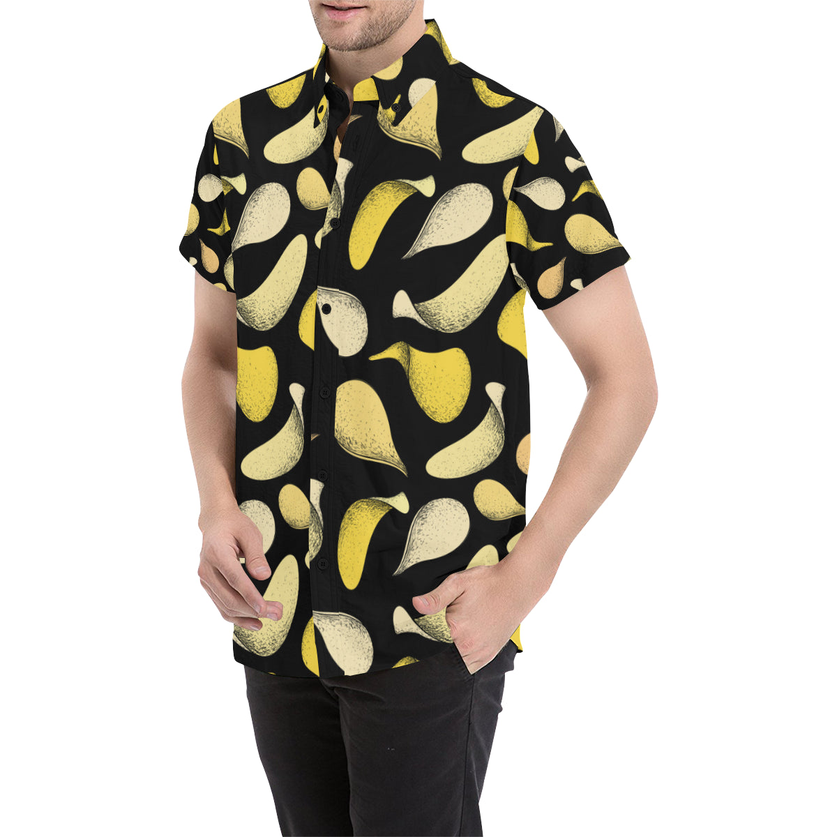 Potato Pattern Print Design A02 Men's Short Sleeve Button Up Shirt