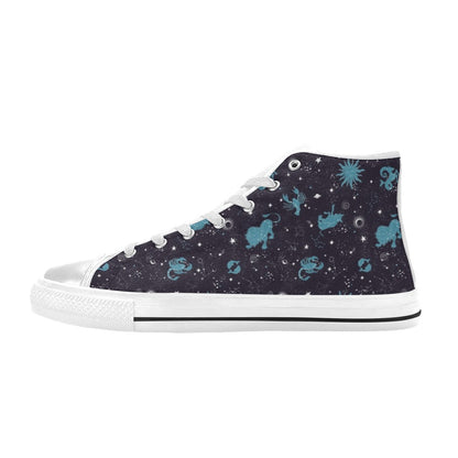Zodiac Print Design LKS303 High Top Women's White Shoes