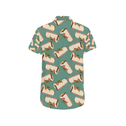 Cheesecake Pattern Print Design CK02 Men's Short Sleeve Button Up Shirt