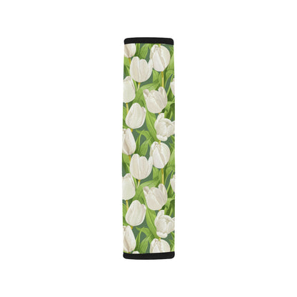 Tulip White Pattern Print Design TP05 Car Seat Belt Cover