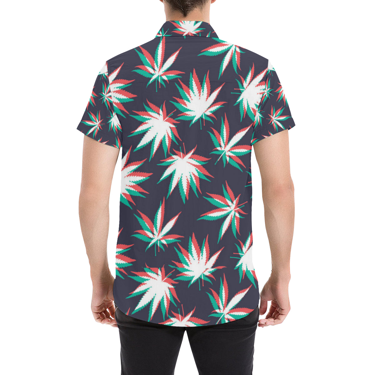 Pot Leaf Pattern Print Design A01 Men's Short Sleeve Button Up Shirt