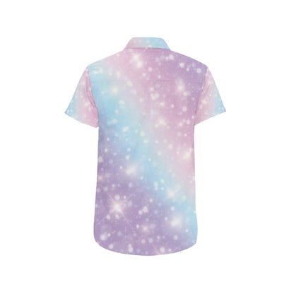 Cosmic Pastel Pattern Print Design 02 Men's Short Sleeve Button Up Shirt