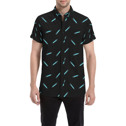 Phlebotomist Pattern Print Design A04 Men's Short Sleeve Button Up Shirt
