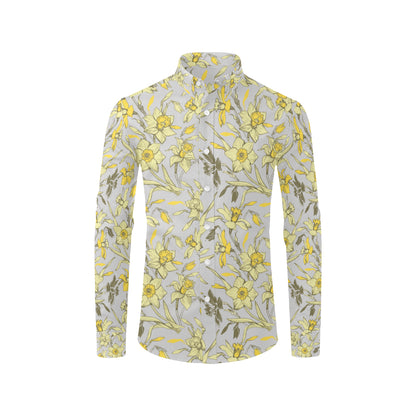 Daffodils Pattern Print Design DF05 Men's Long Sleeve Shirt