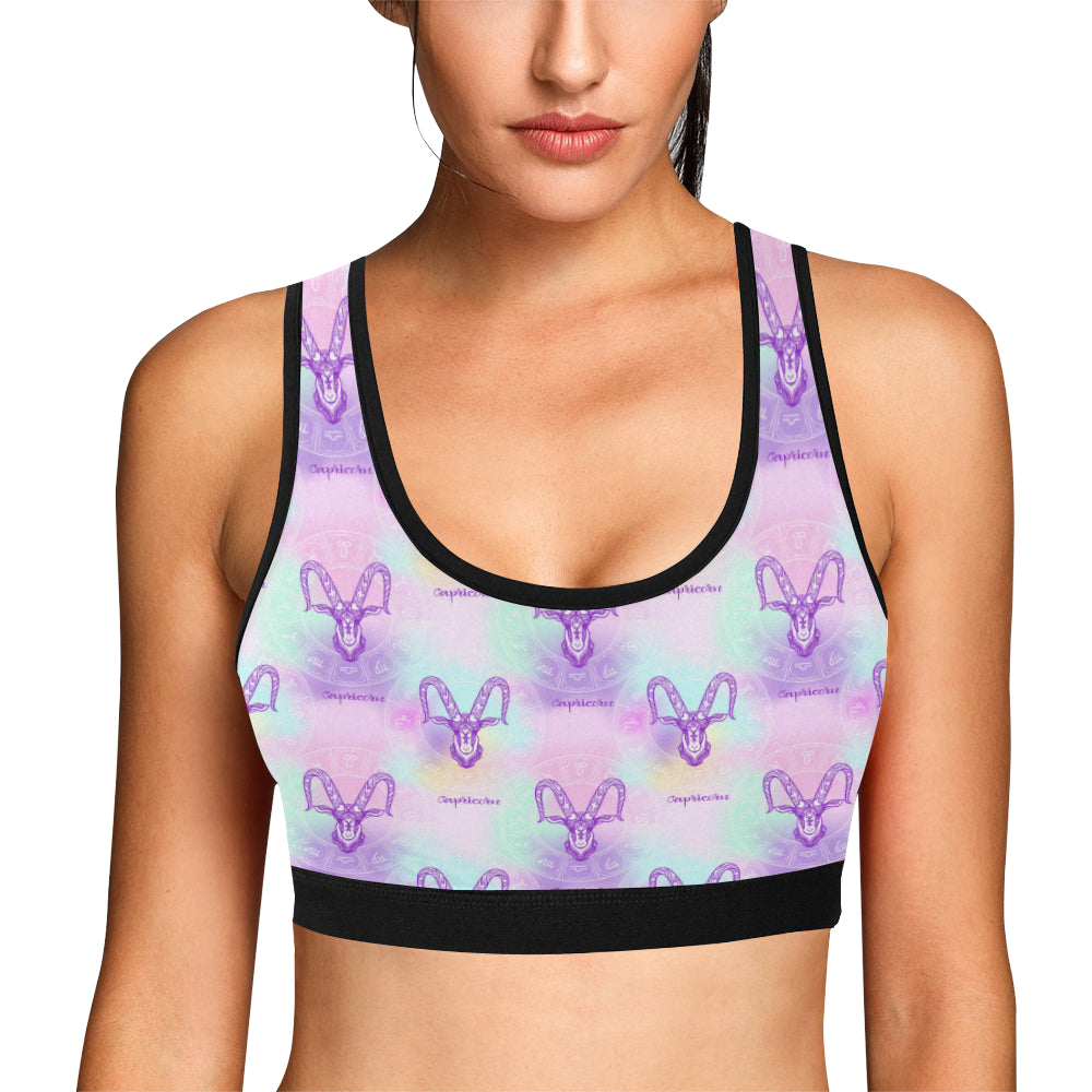 Capricorn Zodiac Pattern Print Design 02 Sports Bra