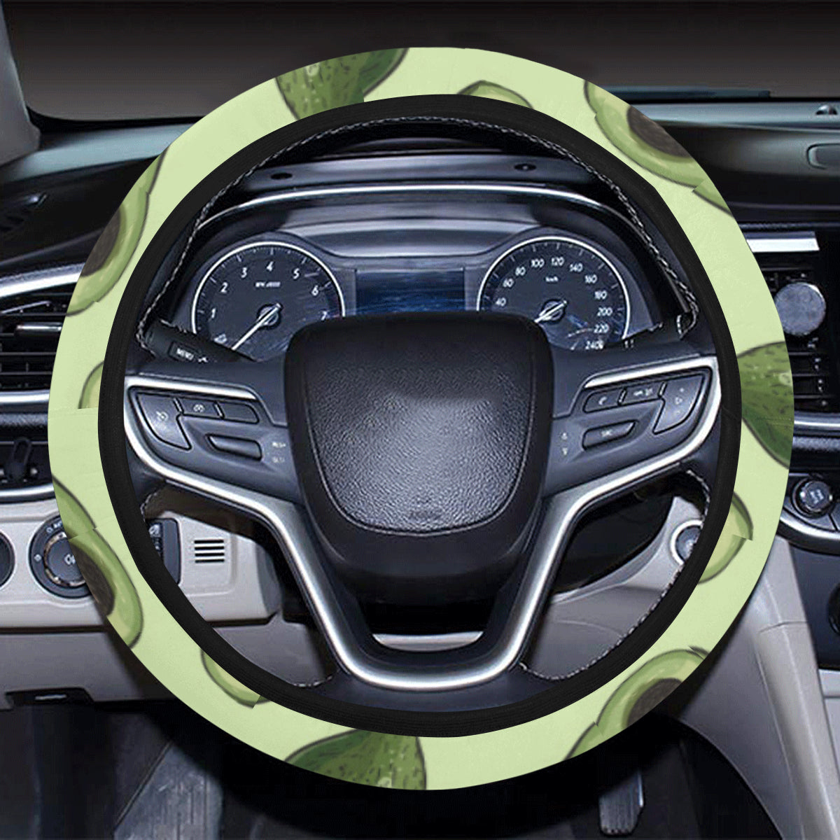 Avocado Pattern Print Design 02 Steering Wheel Cover with Elastic Edge