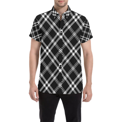 Madras Pattern Print Design 03 Men's Short Sleeve Button Up Shirt