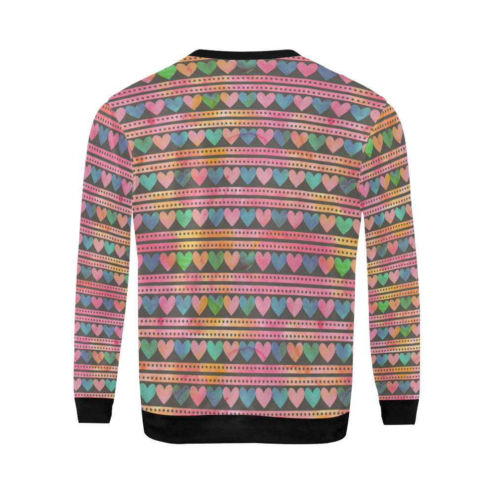 Heart Pattern Print Design HE010 Men Long Sleeve Sweatshirt