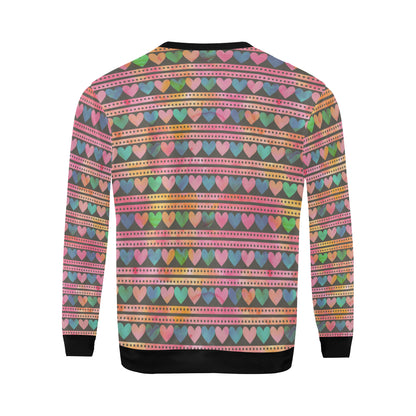 Heart Pattern Print Design HE010 Men Long Sleeve Sweatshirt