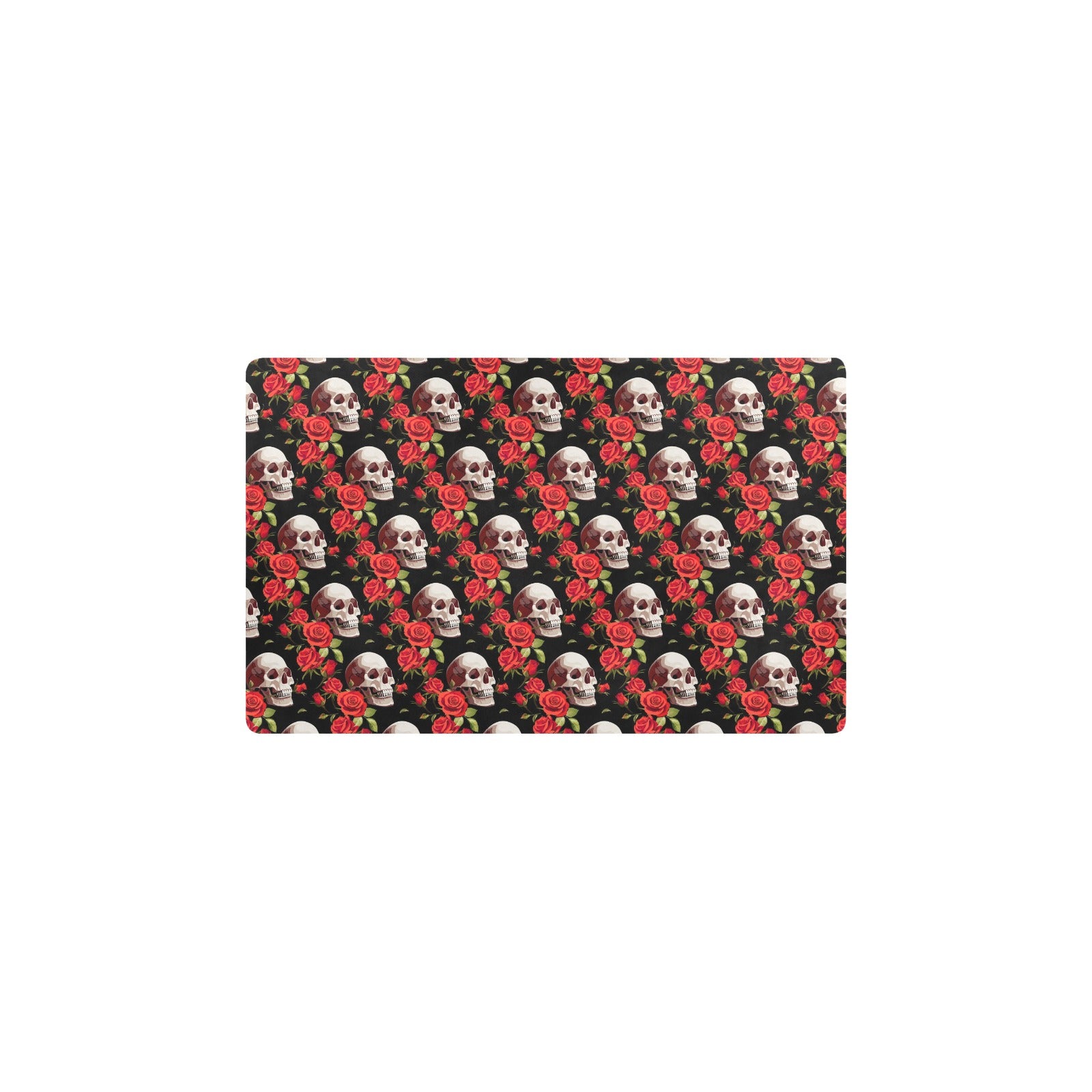 Red Rose Skull Design Print Kitchen Mat