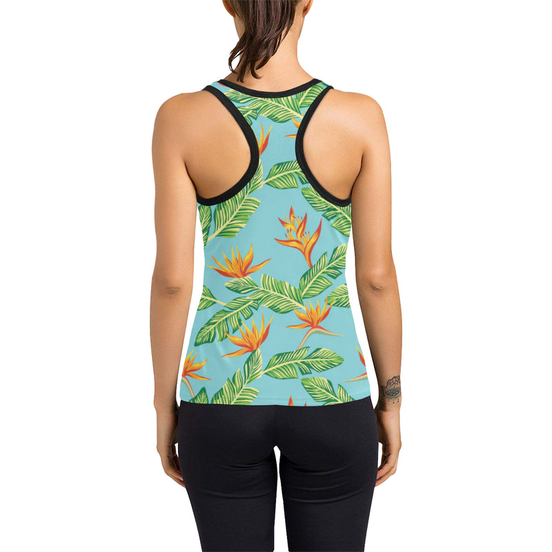 Bird Of Paradise Pattern Print Design BOP04 Women's Racerback Tank Top