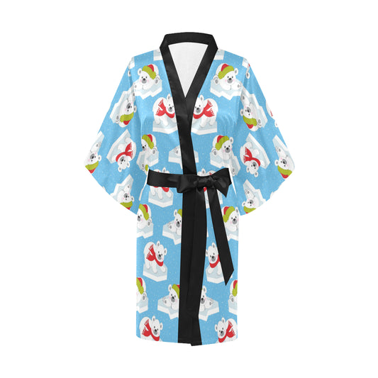 Polar Bear Pattern Print Design PB06 Women Kimono Robe