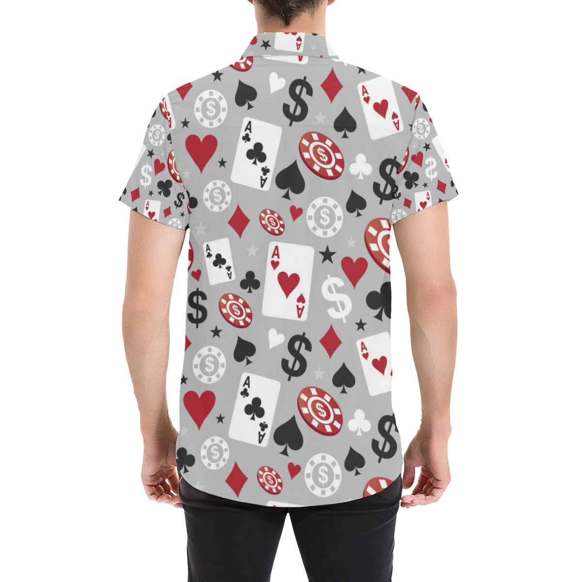Casino Pattern Print Design 01 Men's Short Sleeve Button Up Shirt