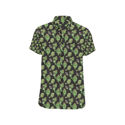 Artichoke Pattern Print Design 02 Men's Short Sleeve Button Up Shirt