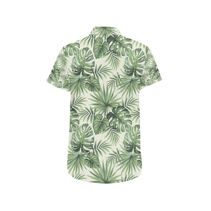 Palm Leaf Pattern Print Design A02 Men's Short Sleeve Button Up Shirt