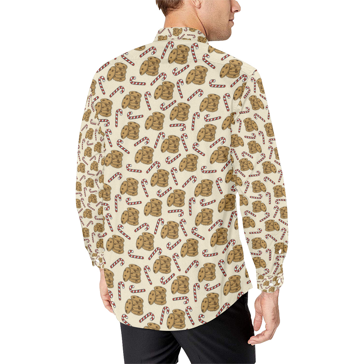 Cookie Pattern Print Design 04 Men's Long Sleeve Shirt