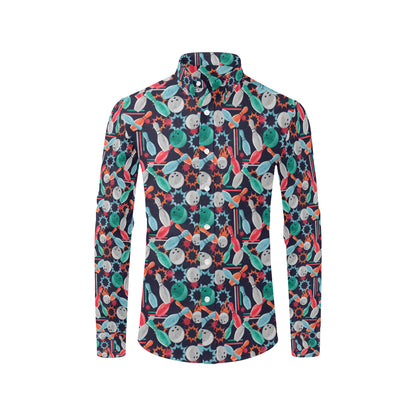 Bowling Pattern Print Design 08 Men's Long Sleeve Shirt