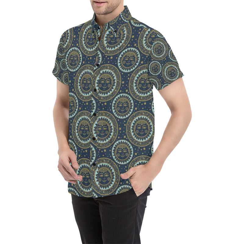 Boho Sun Dream Men's Short Sleeve Button Up Shirt