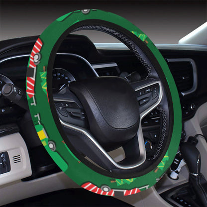 Camper Camping Christmas Themed Print Steering Wheel Cover with Elastic Edge
