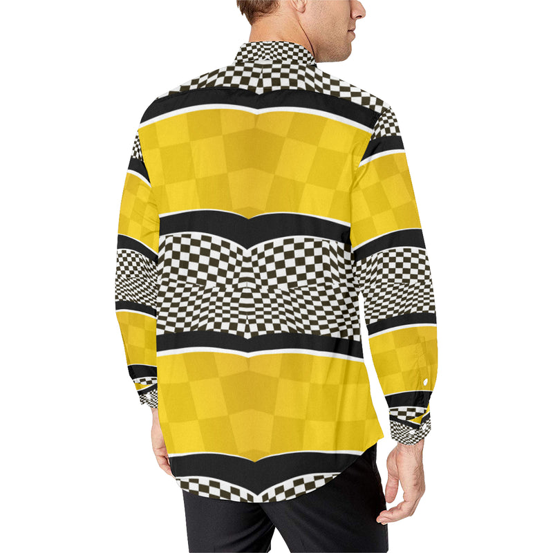 Checkered Pattern Print Design 02 Men's Long Sleeve Shirt