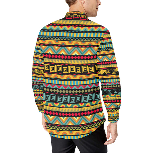 African Pattern Print Design 03 Men's Long Sleeve Shirt