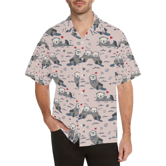 Sea Otter Pattern Print Design 02 Men's Hawaiian Shirt