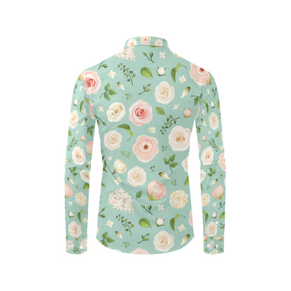 Lisianthus Pattern Print Design 01 Men's Long Sleeve Shirt