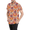 Ganesha Indian Pattern Print Design 02 Men's Short Sleeve Button Up Shirt