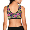 Pink Hibiscus Pattern Print Design HB027 Sports Bra