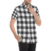 Buffalo check Black white Pattern Print Design 04 Men's Short Sleeve Button Up Shirt