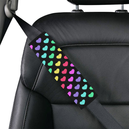 Heart Rainbow Pattern Print Design HE02 Car Seat Belt Cover