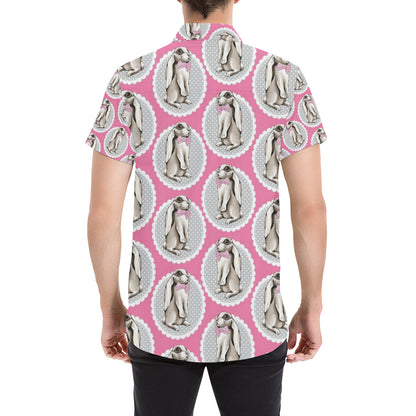Rabbit Pattern Print Design RB019 Men's Short Sleeve Button Up Shirt