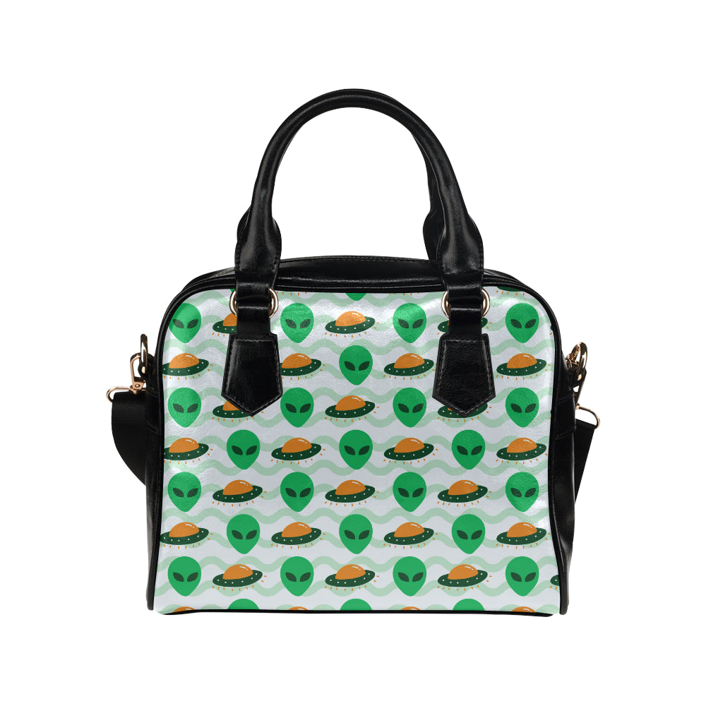 Alien UFO Pattern Print Design 04 Shoulder Handbag