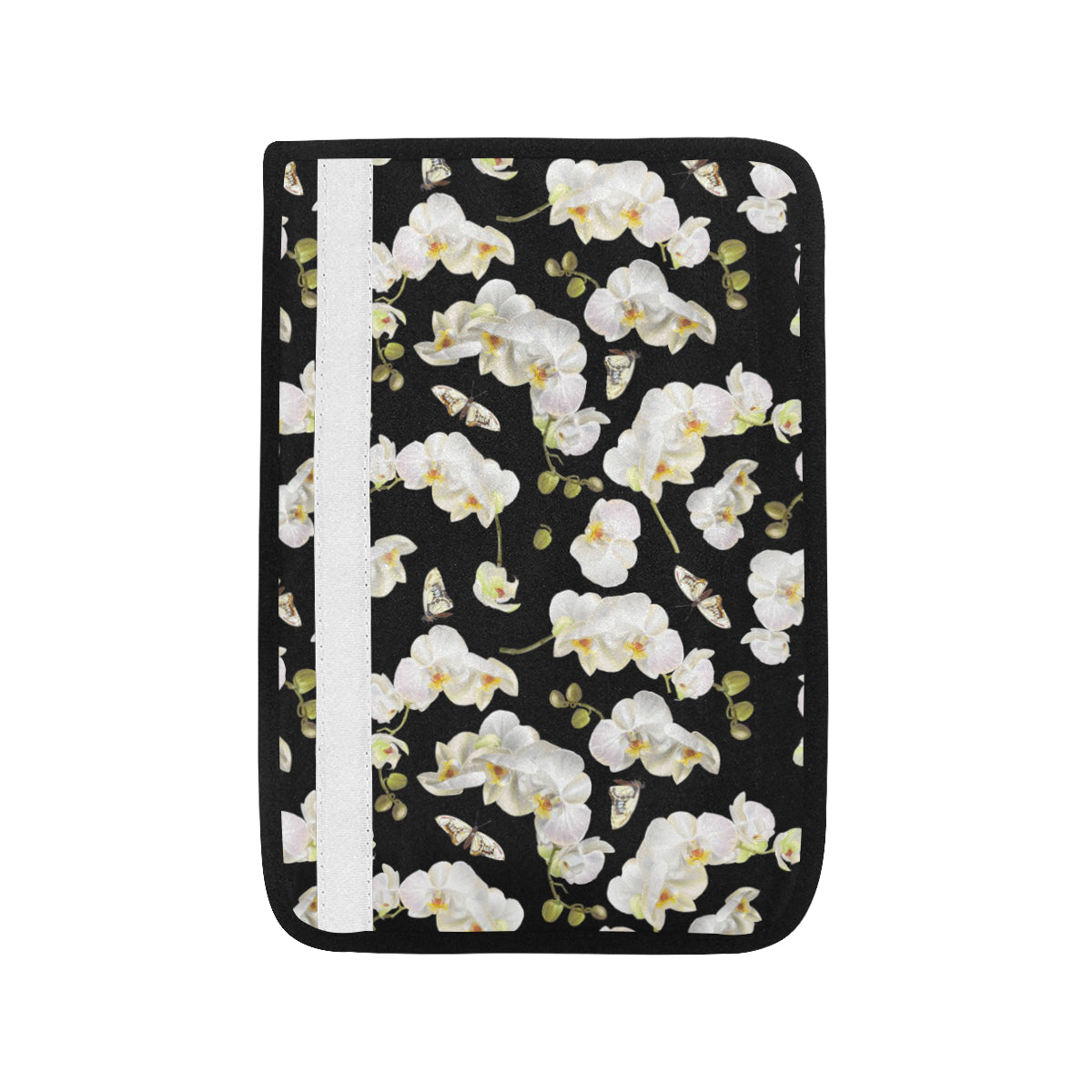 Orchid White Pattern Print Design OR011 Car Seat Belt Cover