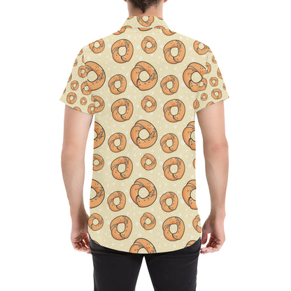 Bagel Pattern Print Design 03 Men's Short Sleeve Button Up Shirt