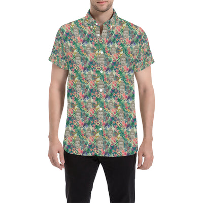 Buddha Pattern Print Design 08 Men's Short Sleeve Button Up Shirt