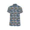 Dachshund Pattern Print Design 012 Men's Short Sleeve Button Up Shirt