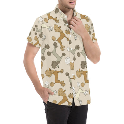 Poodle Pattern Print Design A01 Men's Short Sleeve Button Up Shirt