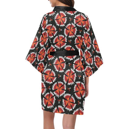 Carnations Pattern Print Design CN03 Women's Short Kimono